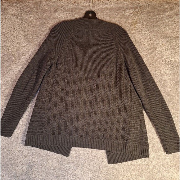 Tahari Womens Charcoal Gray 100% Merino Wool Open Front Cardigan Sweater Large - Picture 2 of 12